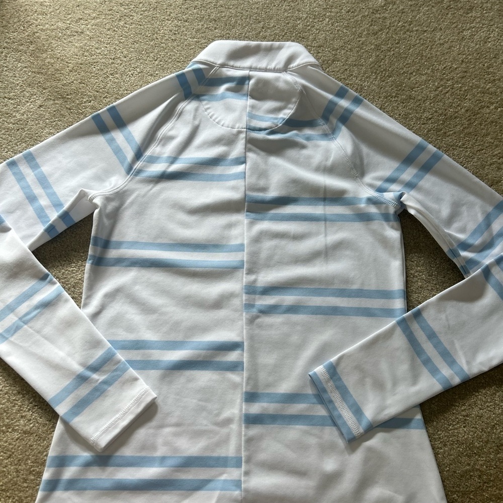 G/FORE White Top with Blue Stripes and Red Accent Pullover - Picture 7 of 7